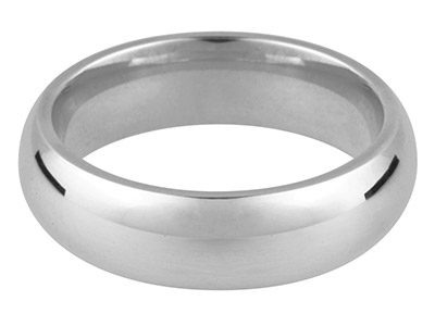 Platinum Court Wedding Ring 6.0mm, Size S, 14.0g Medium Weight,       Hallmarked, Wall Thickness 2.10mm